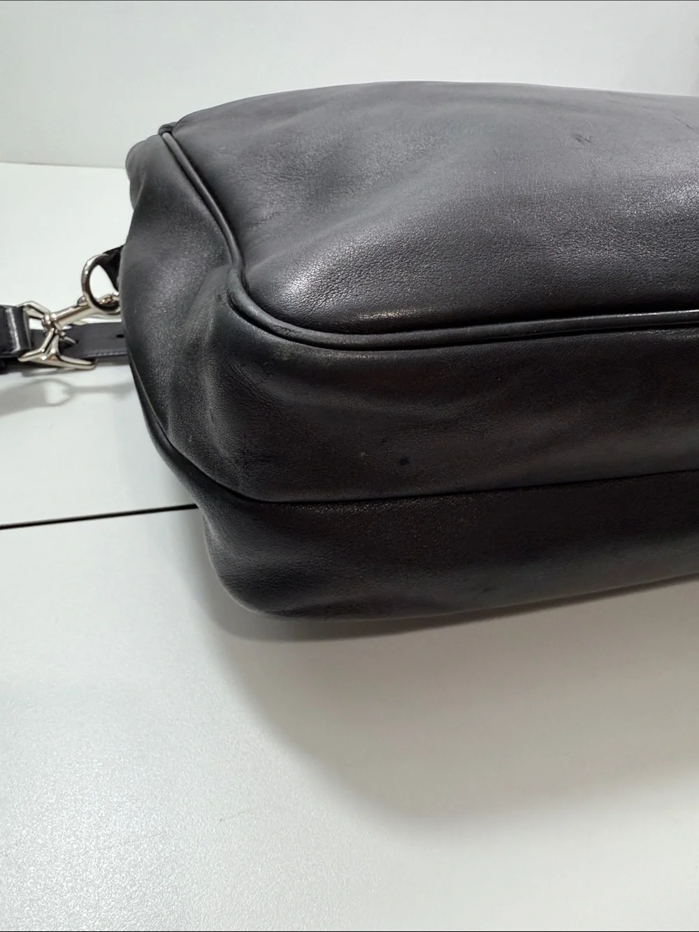 Vintage Coach Metro, black leather briefcase model 5307 silver lock with key